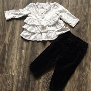 Ruffle shirt & matching velvet pants